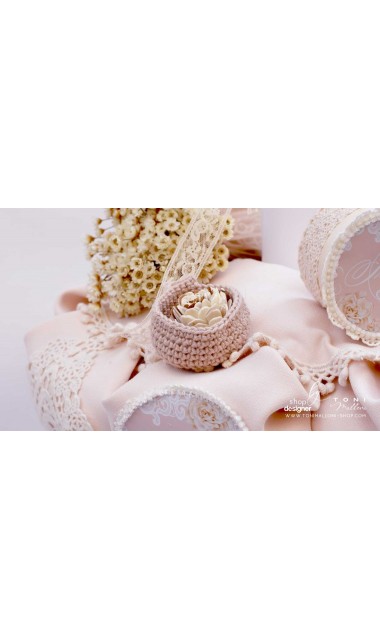 Lumanare de botez cu dantela bumbac crem si flori uscate Chic Flower 11